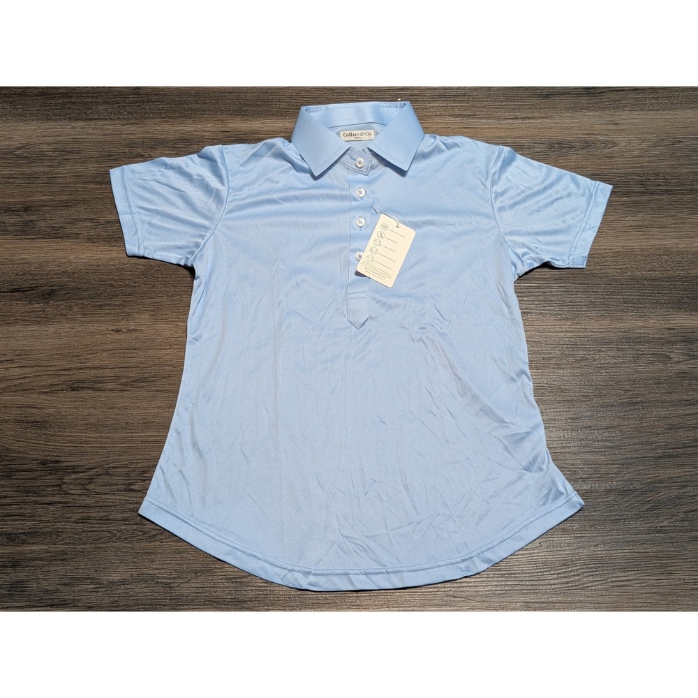 Collars & Co Light Blue Short Sleeve Polo Shirt Women's Small‎